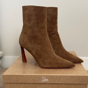 Christian Louboutin Brown Suede Heeled Boots - Condora Booty